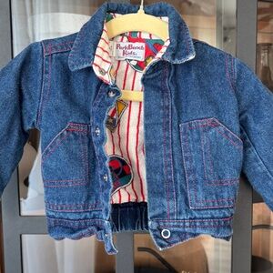 Vintage 80s Baseball denim jacket lined baby boy sports snaps